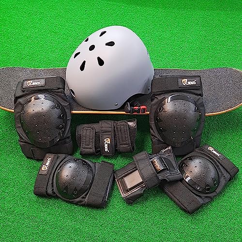 Image of JBM Adult & Kid Skating Protective Gear Set for Beginner to Advanced, Skateboard Helmet Knee and Elbow Pads with Wrist Guards for Inline Roller Skating, Scooter, Skateboarding