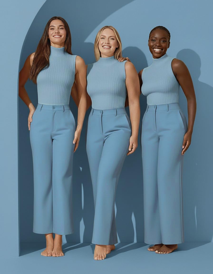 v28 Women Sleeveless High Neck Turtleneck Stretchable Knit Sweater Top - Image 2