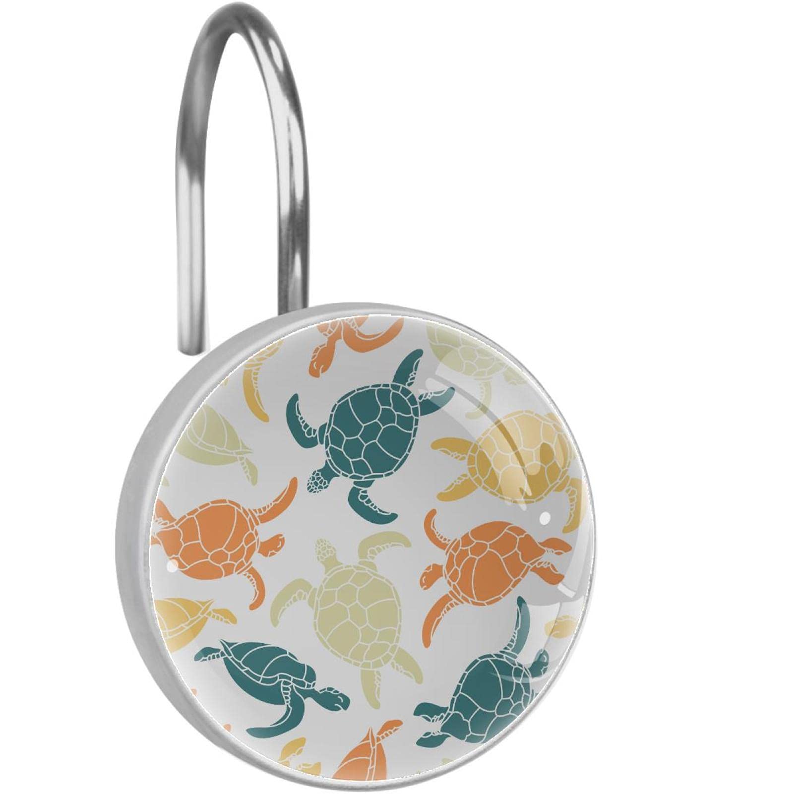 Crochets pour rideau de douche tortue en cristal et verre multicolore - Lot de 12 pièces
