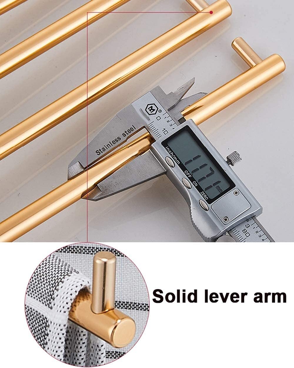WDX- Toalla Rack Gold 4-Bar Inodoro Movible Giratorio Toalla sólida Toalla de Pared Tipo de succión de Pared Estante del baño (28 cm) Fuerte Capacidad de Carga
