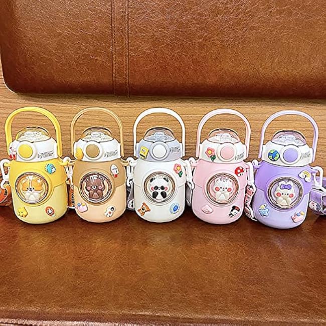 NCDUANSAN 700ML Kawaii Insulated Water Cup 316 Stainless Steel Cute Girl Outdoor Bottle Portable Straw Drinking Bottle