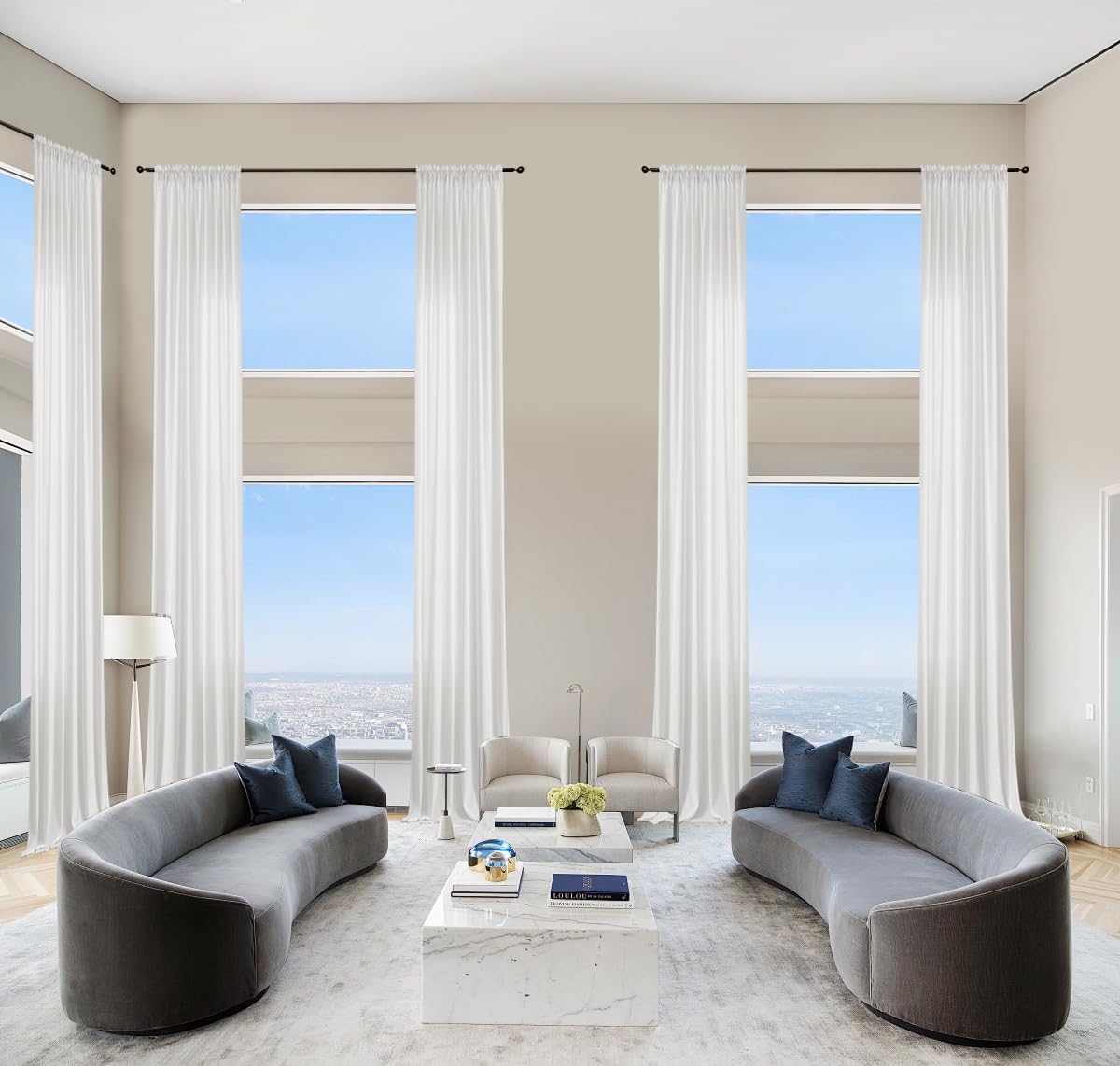 Off White Linen Curtains 120 Inch Curtains Light Filtering Extra Long Curtains 120 Length 2 Panels Set for Living Room Farmhouse Rod Pocket Curtain Drapes Linen Curtains for Bedroom Patio Door