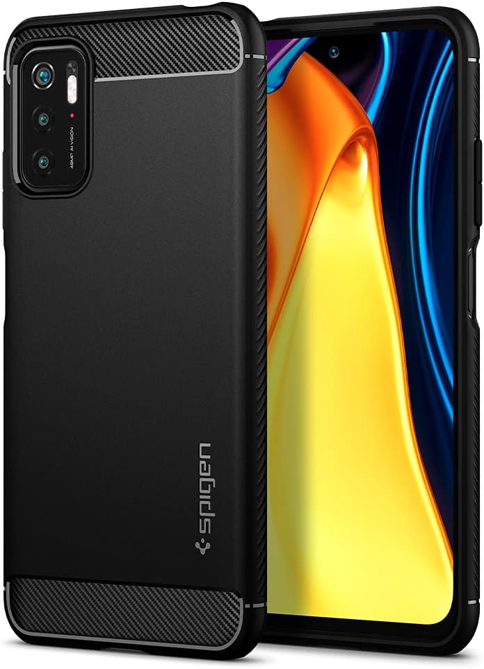 Spigen Rugged Armor Phone Case Compatible with Xiaomi Poco M3 Pro 5G and Redmi Note 10 5G - Matte Black