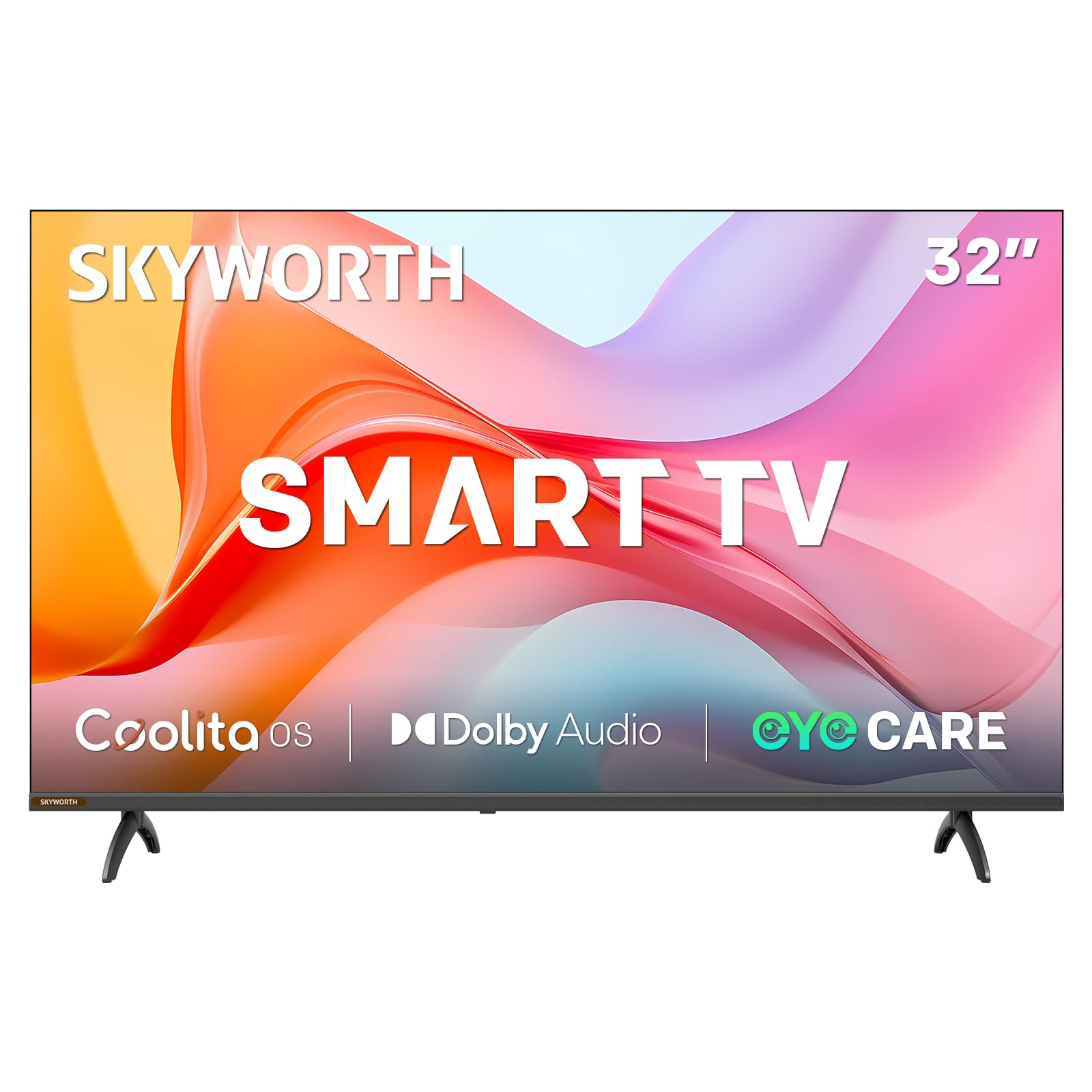 SKYWORTH 32" E5000K HD Smart TV, Dolby Audio, HDR10, Eye Care Display, Low Blue Light, Coolita OS, 20W Speaker