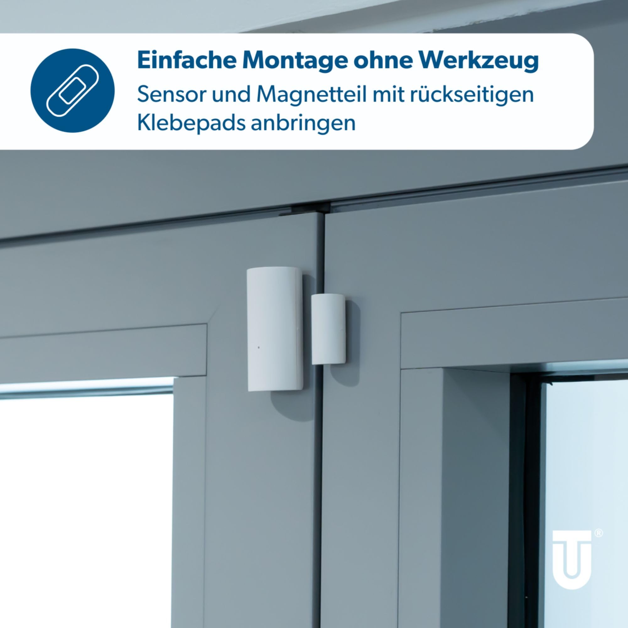 Unitec Czujnik magnetyczny do drzwi/okien z Wi-Fi, powiadomienia na smartfonie, czujnik ostrzegawczy WLAN, nie wymaga bramki, zasilanie bateryjne