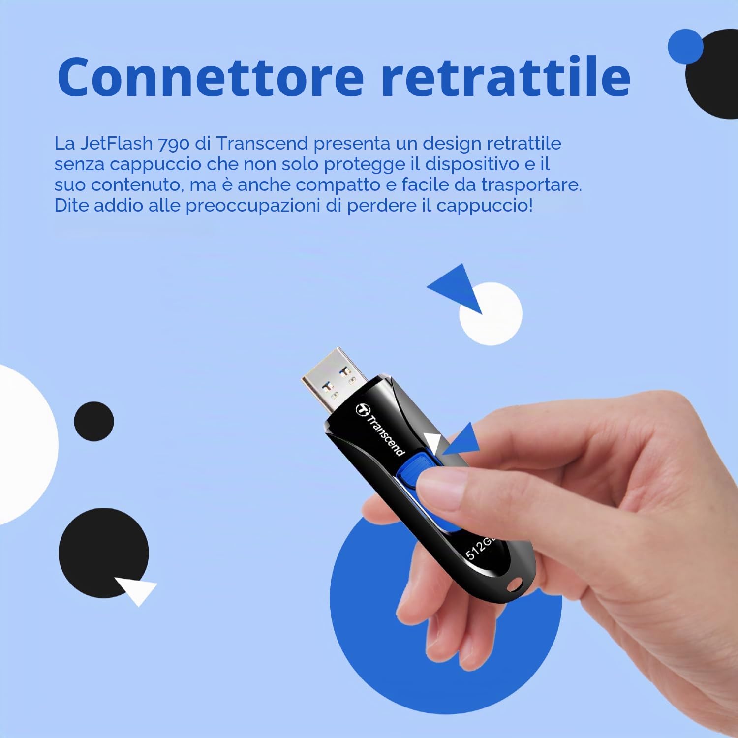 Transcend JetFlash 790 USB 3.1 Gen 1 da 512 GB (chiavetta USB) nera - TS512GJF790K