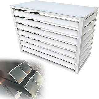 Aleación De Aluminio Cubre Aire Acondicionado Exterior Grande Estante Para Aire Acondicionado Persianas Decorativas ​Cubierta Protectora De Marco 100x50x70cm 110x60x80cm (Color carbonizado : White,