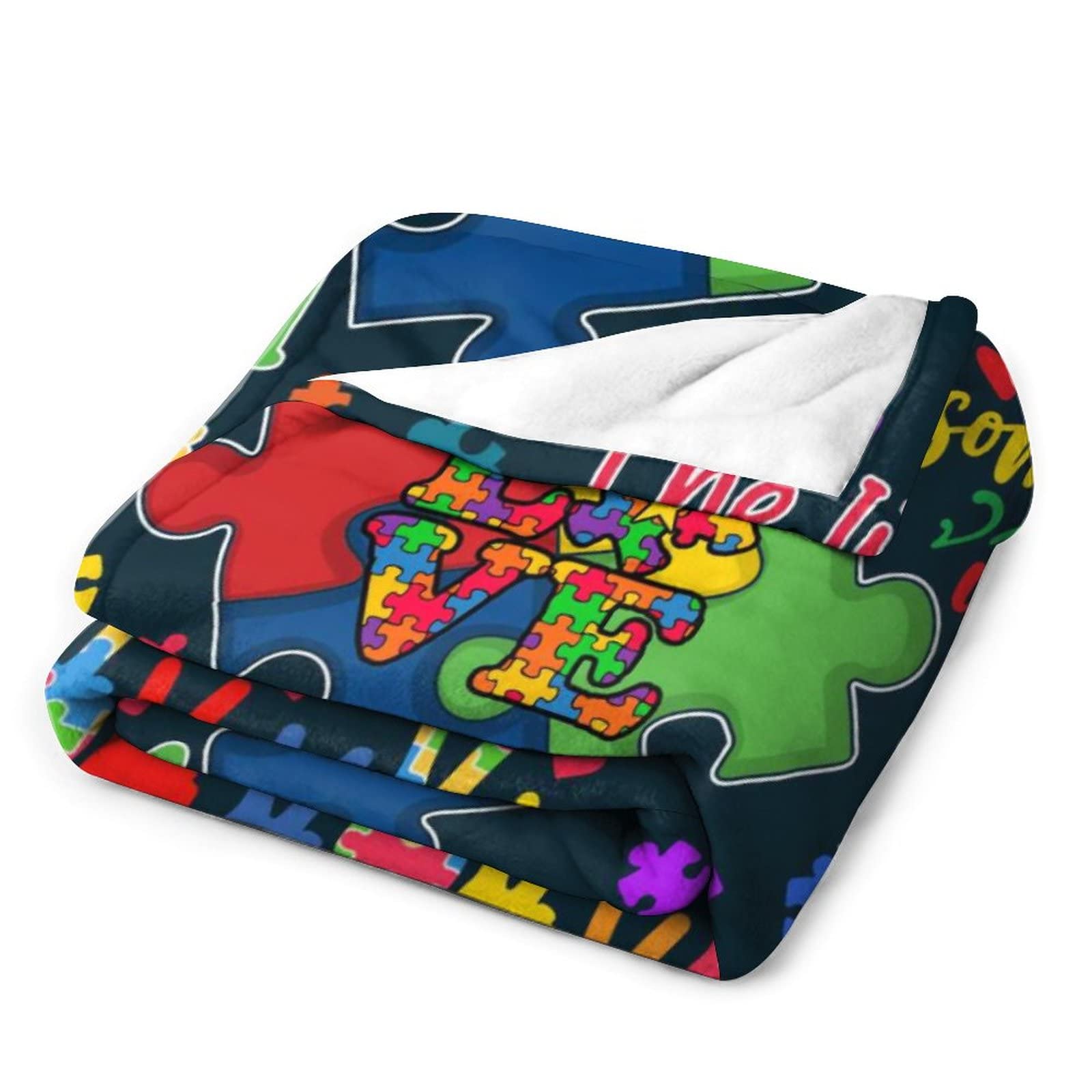 Harolion Autism Awareness Throw Blanket,Fluffy Blankets for Couch Living Room Bed Blanket for Women Men Kids