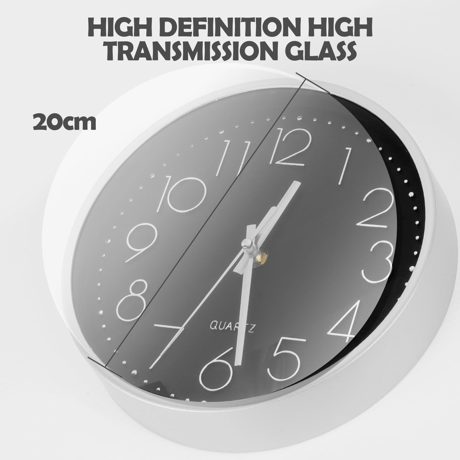 Horloge Murale Silencieuse 20 cm Ronde Décorative à Quartz pour Maison Cuisine Bureau