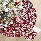 Jorysics 48 Inch Christmas Tree Skirt with Snowflakes, Xmas Tree Mat for Christmas Tree Decorations...