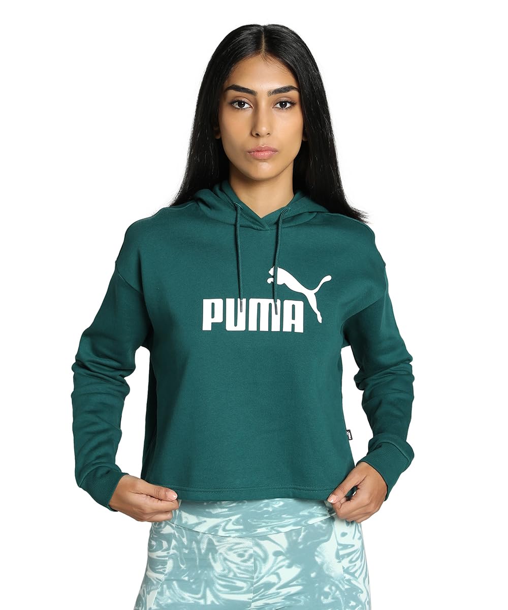 puma Women's Essential Cropped Logo Hoodie | Relaxed Fit Cotton-Blend Pullover with Adjustable Drawcord Hood & Ribbed Cuffs | Ideal Workouts, Travel & Everyday Sweatshirt for Women-picture-31