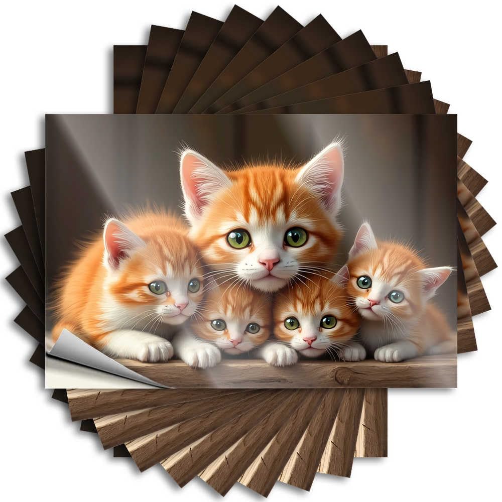 Funny Sticker Bedroom Stuff Vinyl Sticker | Adorable Orange Kitten Family Portrait Cheap for Dart Use(8X12CM)