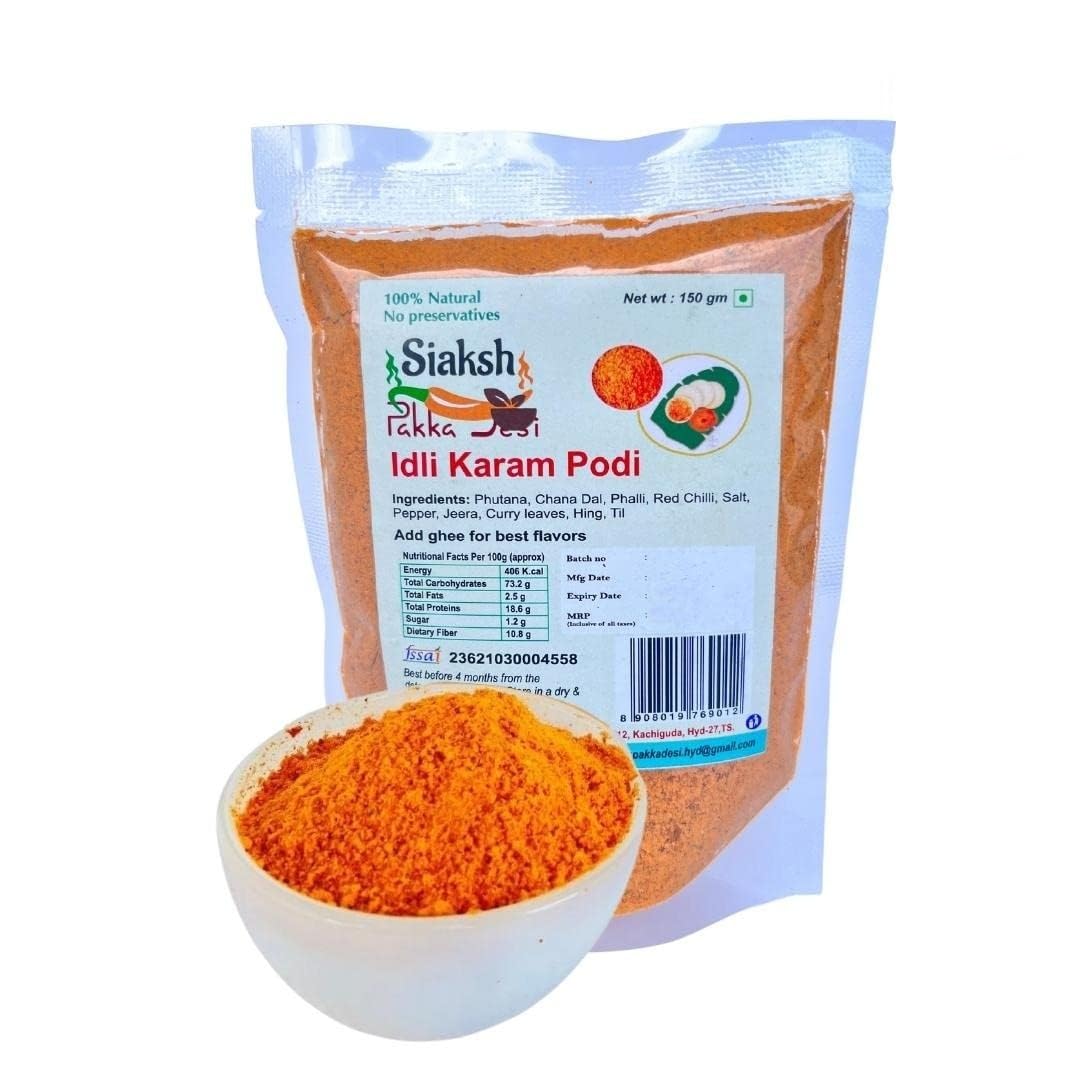 Siaksh Pure Indian Healthy & Tasty Instant Ready to Use Spices Idli Karam Podi masala with Authentic Taste Pack 01 (150gm)-image-31