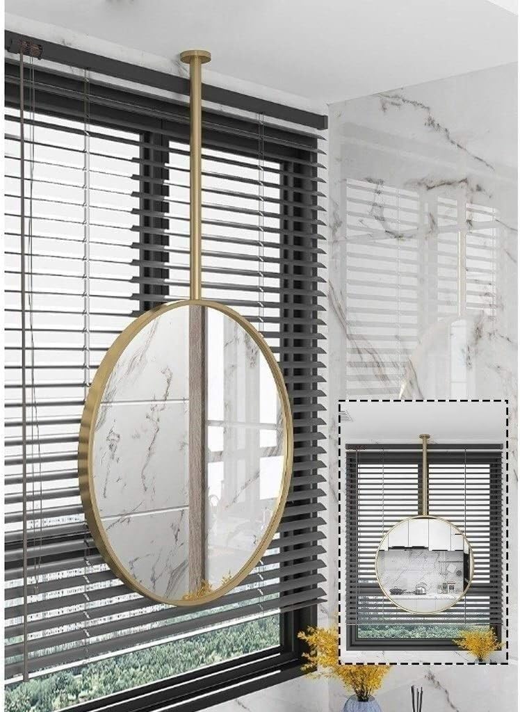 Duże okrągłe metalowe ramki wiszące lusterko do makijażu – 27,6 cala łazienkowe lusterko kosmetyczne stylowy design do dekoracji domu i akcesoriów kosmetycznych