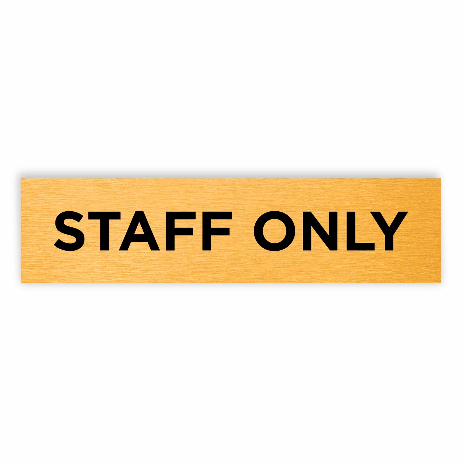 Slimline Aluminium Staff Only Door Sign from ViroDisplay® - Brushed Gold - 200 x 50mm - Durable Printed Surface - Self-Adhesive Fixing