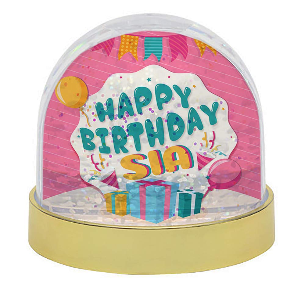 Getagift Personalised Happy Birthday Any name designed Special Awesome Birthday Gift for Him/Her, Men/Women Christmas Stocking Filler Unique Snow Globe Dome Glitter Shaker. (Gold)