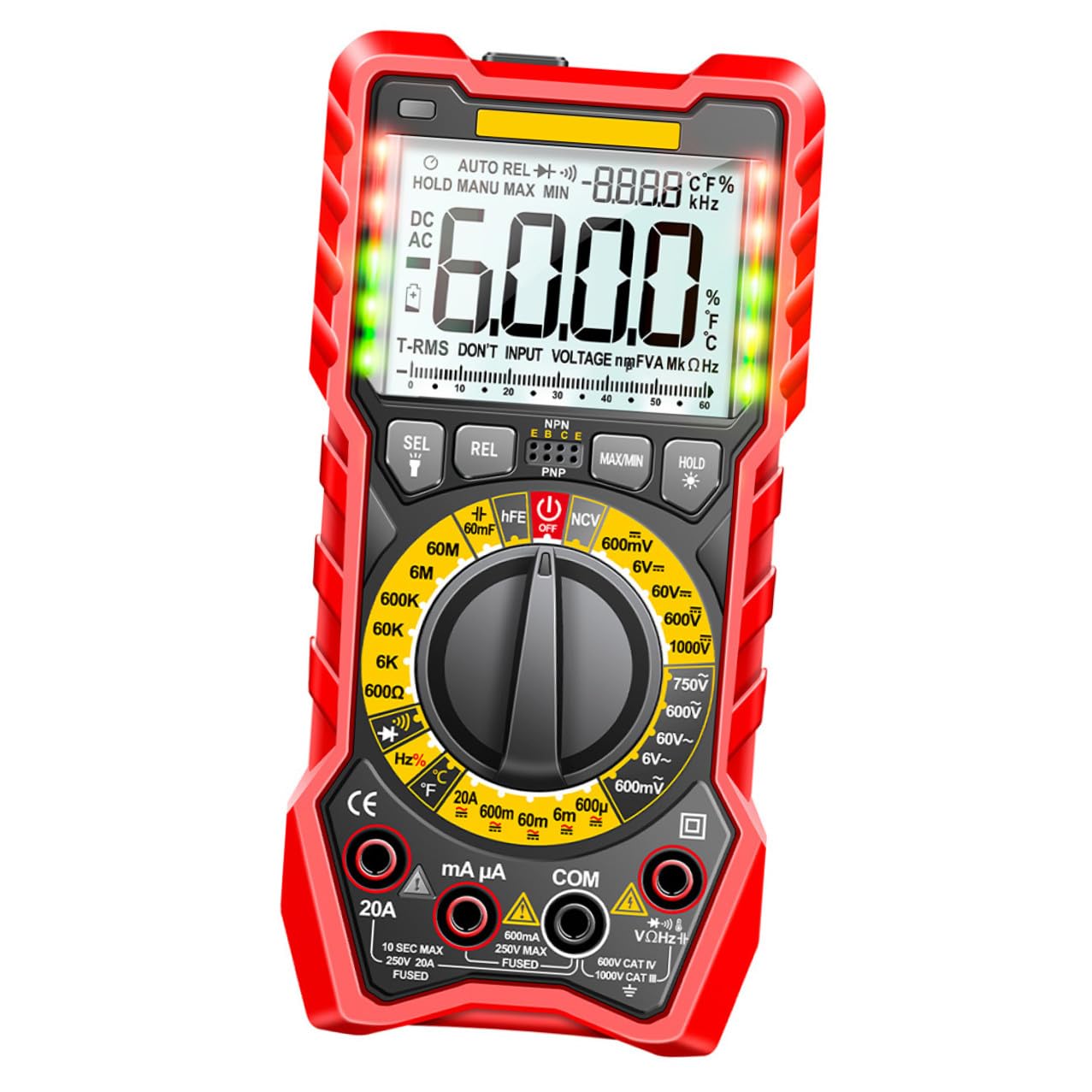 Veemoon High-Precision Digital Multimeter with Backlight LCD Auto Shutdown Non-Contact Voltage Tester for Household Measures AC DC Voltage Resistance Diode Capacitance Frequency