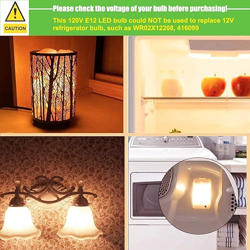 Miniatura 9 de Bombillas LED E12 para secadora, refrigerador, dispensador de agua, bombilla nocturna, bombillas de base de candelabro C7, 120 V, 2 W, blanco frío,