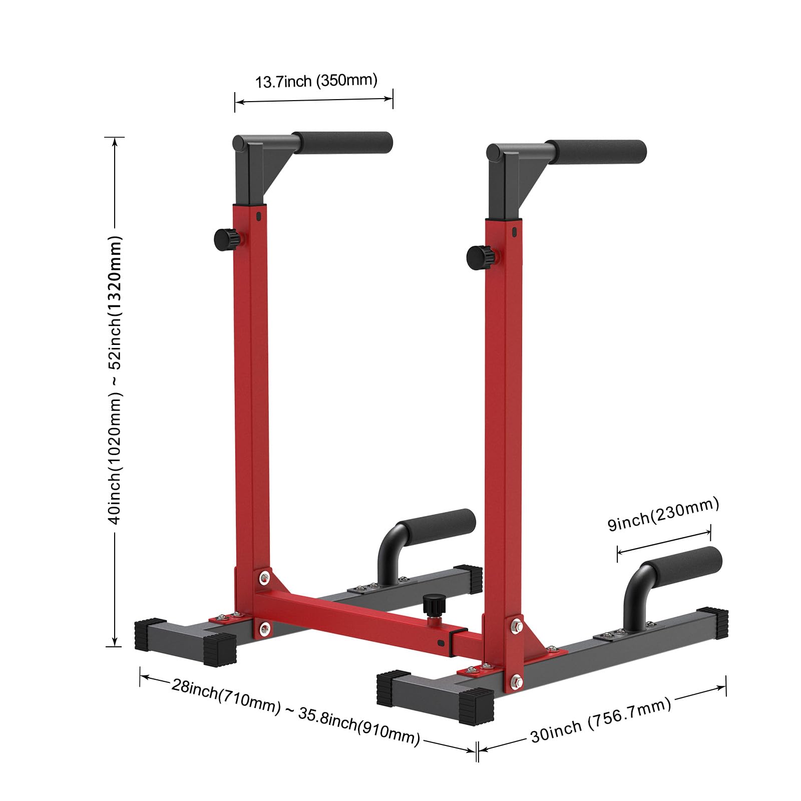 SELEWARE Barre de Dips Robuste, Station de Dips Robuste Avec Hauteur Réglable, Barres Parallèles Multifonctions pour Entraînement de Force à la Maison