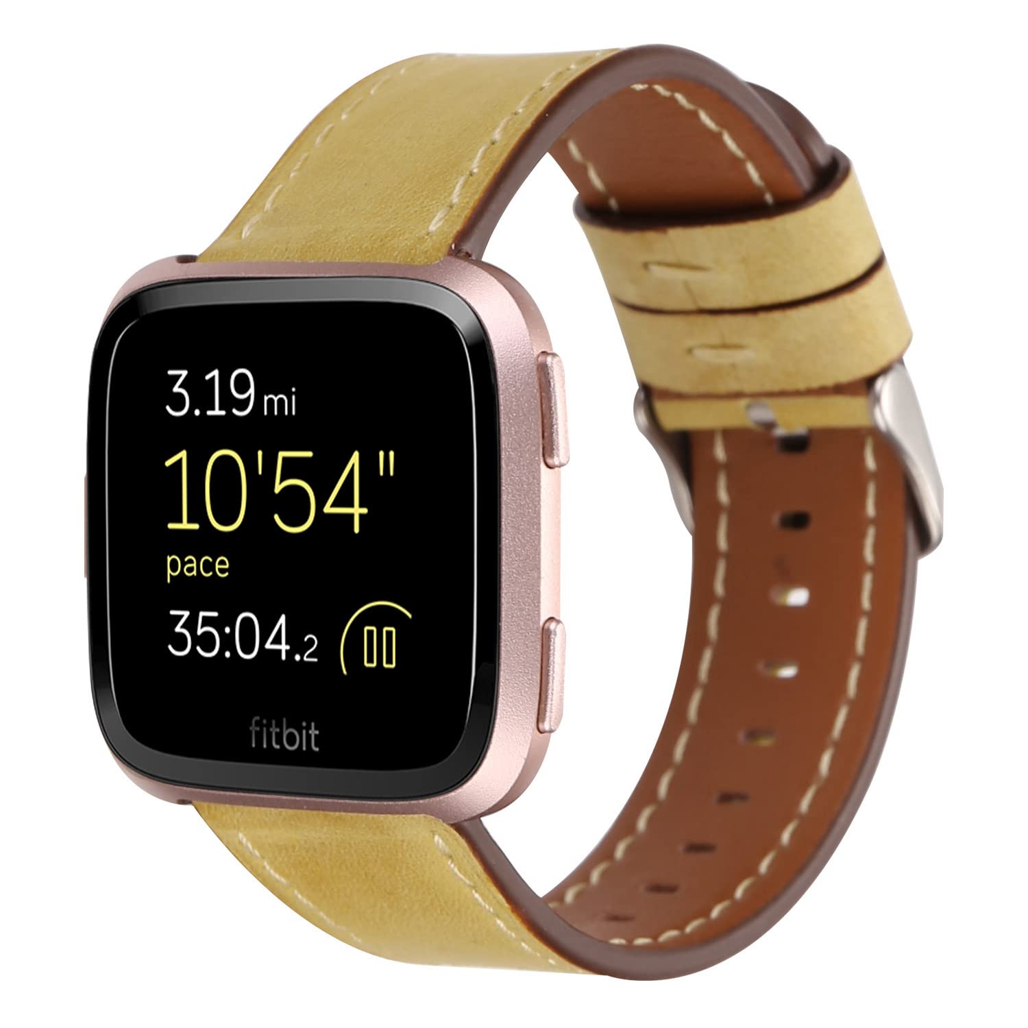 TryBest Strap Compatible with Fitbit Versa Lite, Women Girl Strap Leather Replacement Strap Adjustable Sport Wrist Band Compatible with Fitbit Versa/Versa 2/Versa Lite