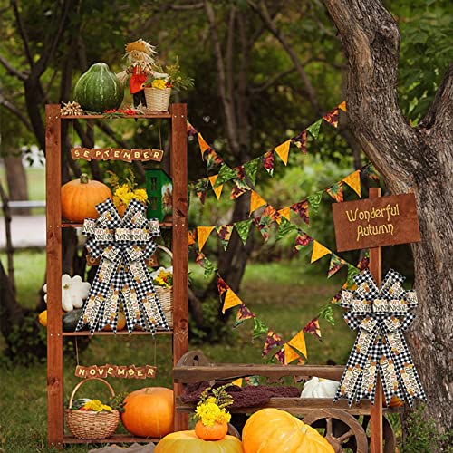 Large-Thanksgiving-Bows-for-Wreath-Black-White-Buffalo-Plaid-Wreath-Bows-Fall-Maple-Leaf-Havest-Bows-for-Front-Door-Farmhouse-Ornament-Burlap-Tree-Topper-Bows-for-Fall-Indoor-Outdoor-Decoration Large Thanksgiving Bows for Wreath Black White Buffalo Plaid Wreath Bows Fall Maple Leaf Havest Bows for Front Door Farmhouse Ornament Burlap Tree Topper Bows for Fall Indoor Outdoor Decoration