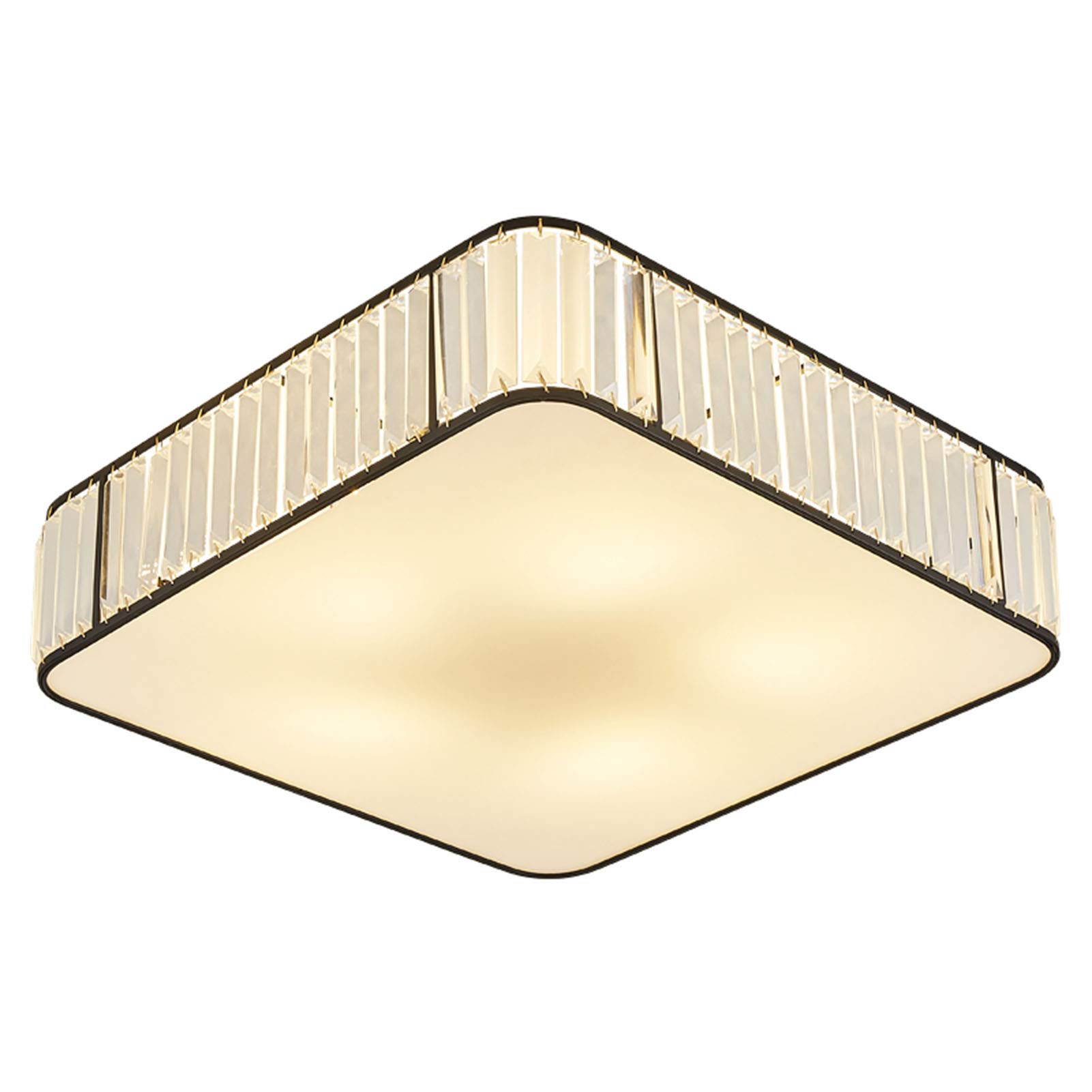 Lustre en cristal carré LED doré 55 cm pour couloir et chambre