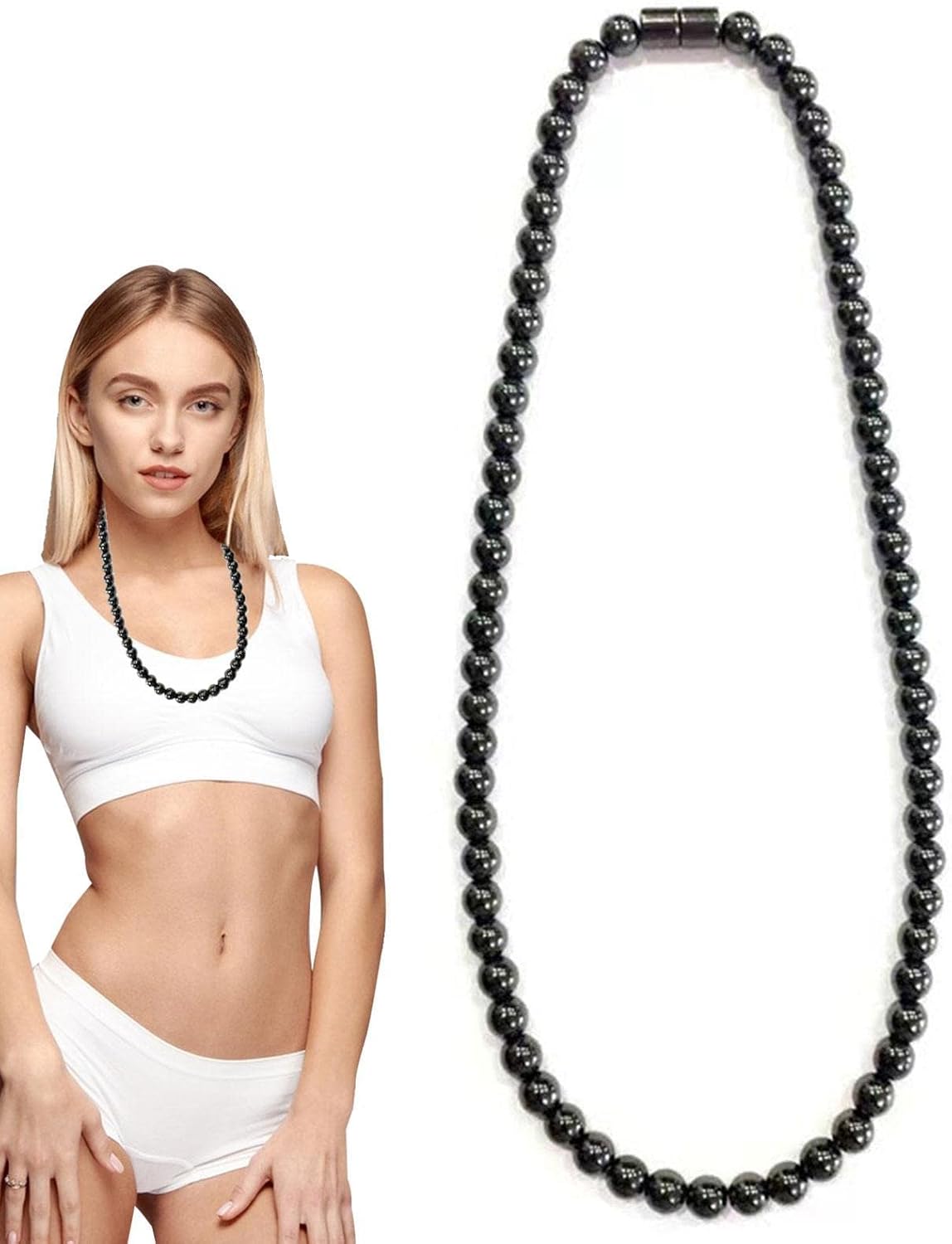 Necklaces Stylish Design Hematite Round Bead Jewelry Necklace