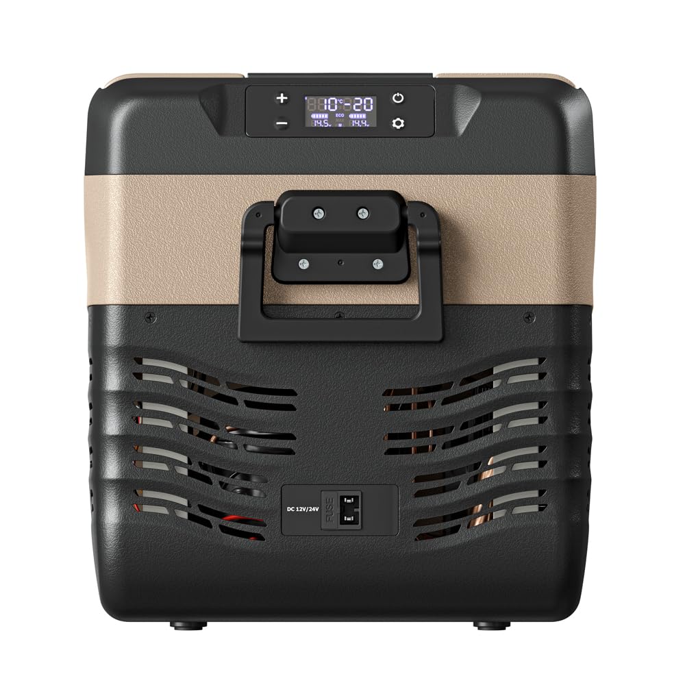 Yolco KX30 piaskowa lodówka podróżna z kompresorem, 28 l, Dual Zone, od -20°C do +20°C, 12/24 V i 230 V, aplikacja Bluetooth, przenośna lodówka samochodowa na kemping, Vanlife i podróże