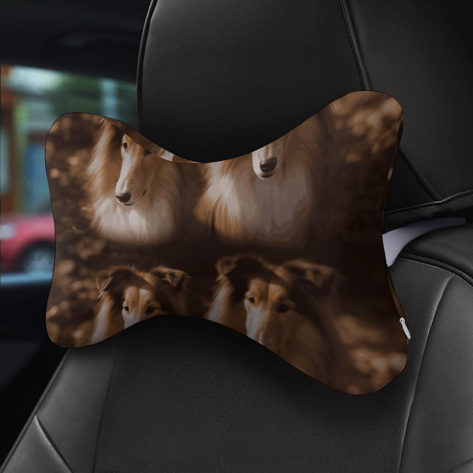 Almohada Shelties, núcleo de almohada de espuma viscoelástica, cojín, proporciona apoyo para el cuello, almohadas de coche para viajes y oficinas en casa.