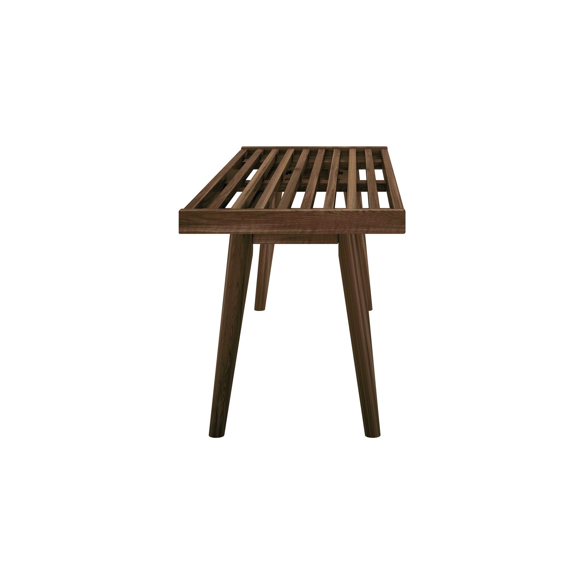 Plank+Beam Rectangular Entryway Bench, Mid-Century Modern, 56.25", Walnut | Metal-On-Metal Bolt Connections, Exceptional Craftsmanship, Beautiful Finishes, Supportive Design, Solid Wood