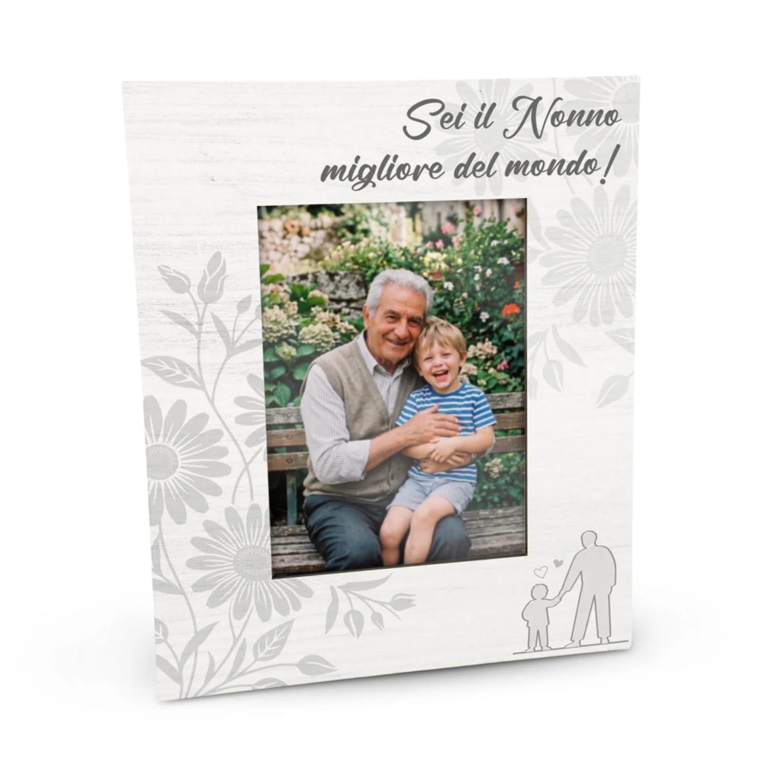 Portafoto in Legno per il Nonno Personalizzato con Foto 18x24 - Cornice Regalo Sei il Nonno Migliore del Mondo Made in Italy