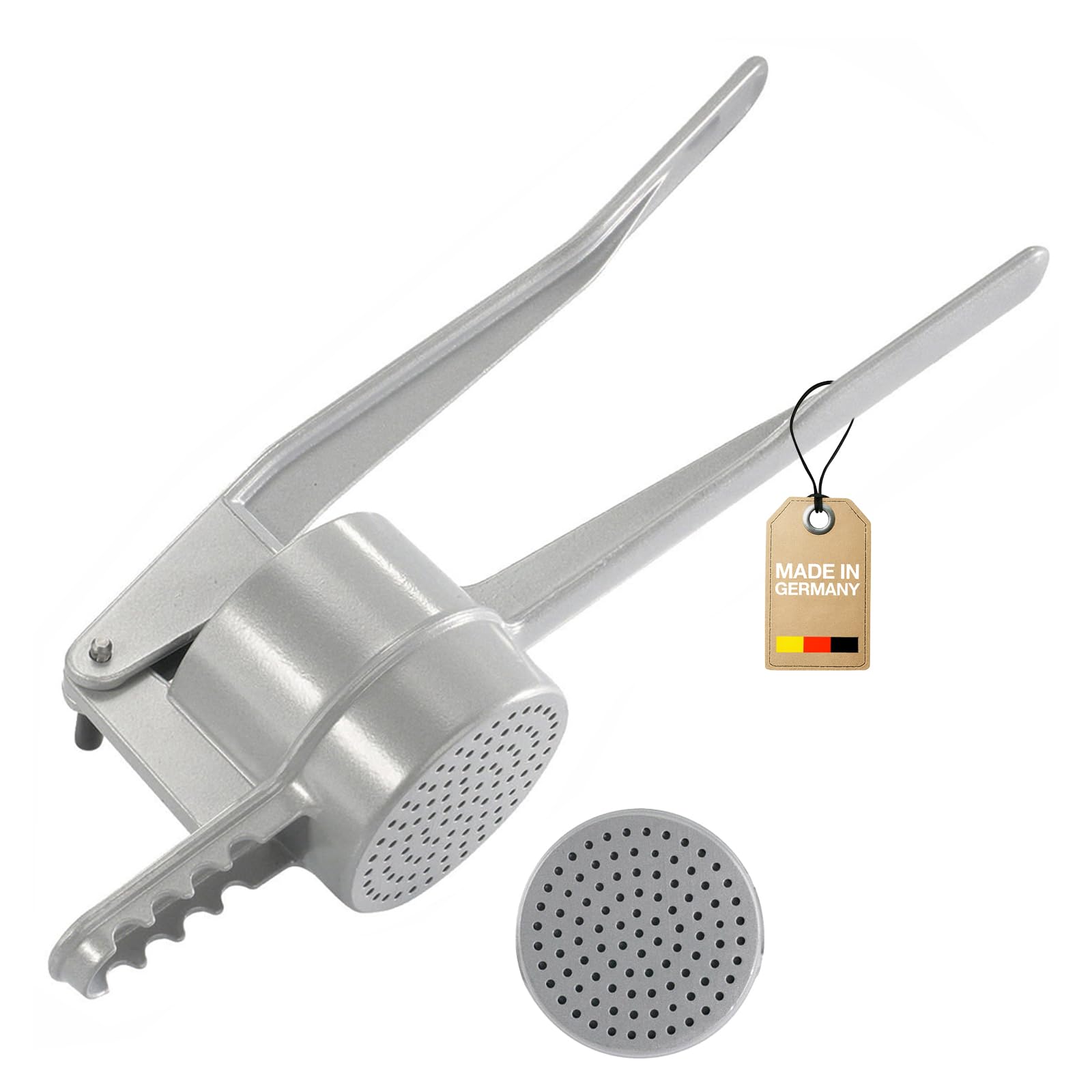 Westmark Spätzle & Potato Ricer – Heavy Duty Potato Ricer for Mashed Potatoes, Traditional German Noodle Press for Thick Spätzle, Aluminum Cast Spatzle Maker, Silver