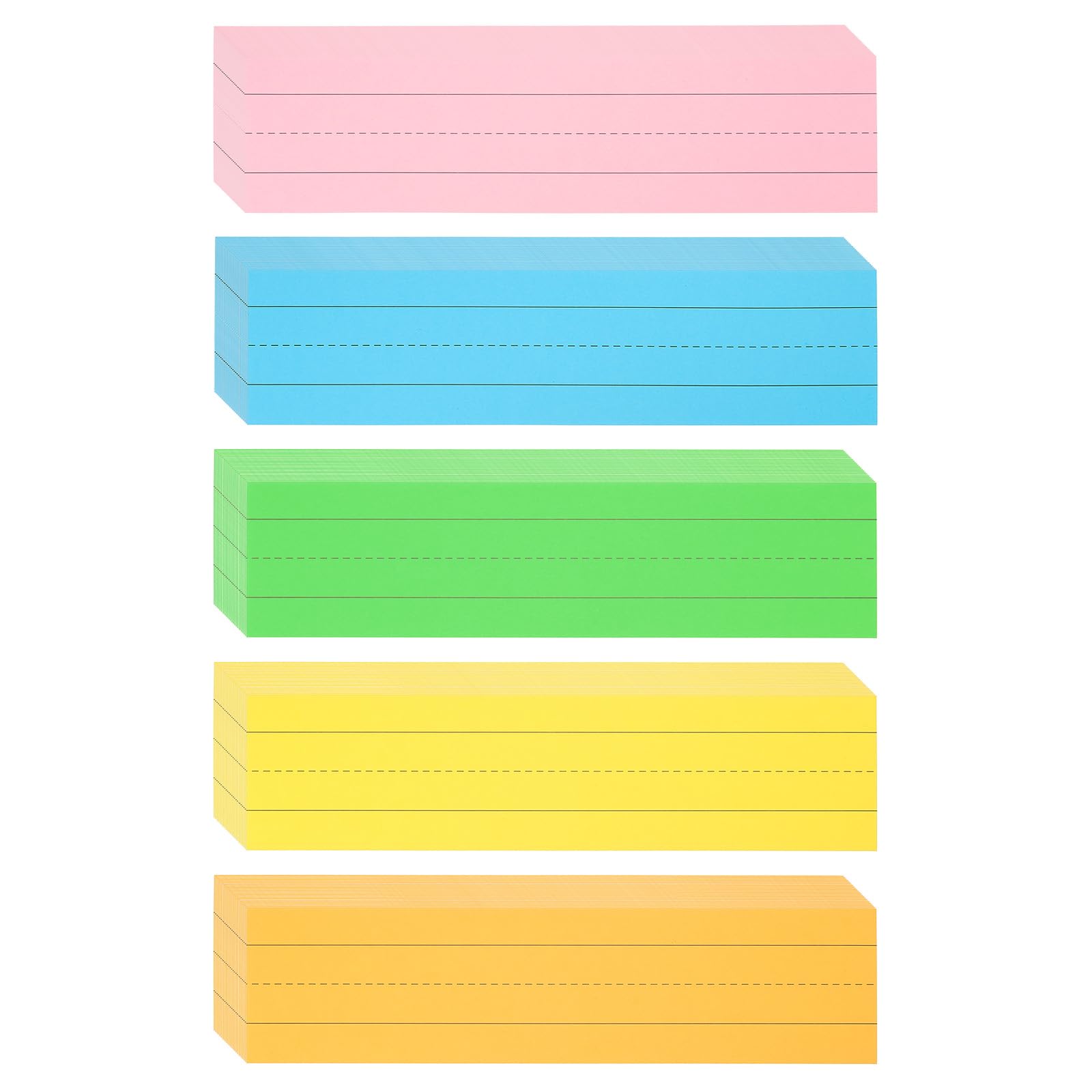 PATIKIL 150 Sheets Ruled Sentence Strips, 3" x 12" Cardstock 250GSM Writing Paper Black Lined Sentence Strips for Teachers Classrooms Offices Homes, 5 Colors
