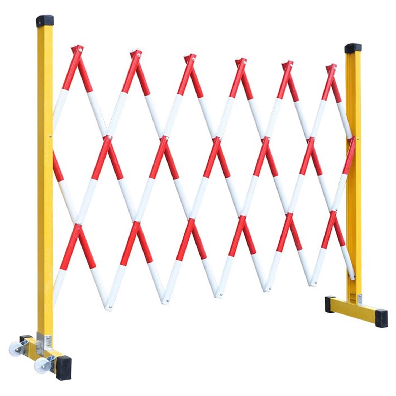 LWJSOCP Expandable Traffic Barricade - Flexible Mobile Security Barrier with Casters Metal Scissor Gate for Road Isolation & Construction Red & White 1.2x7m