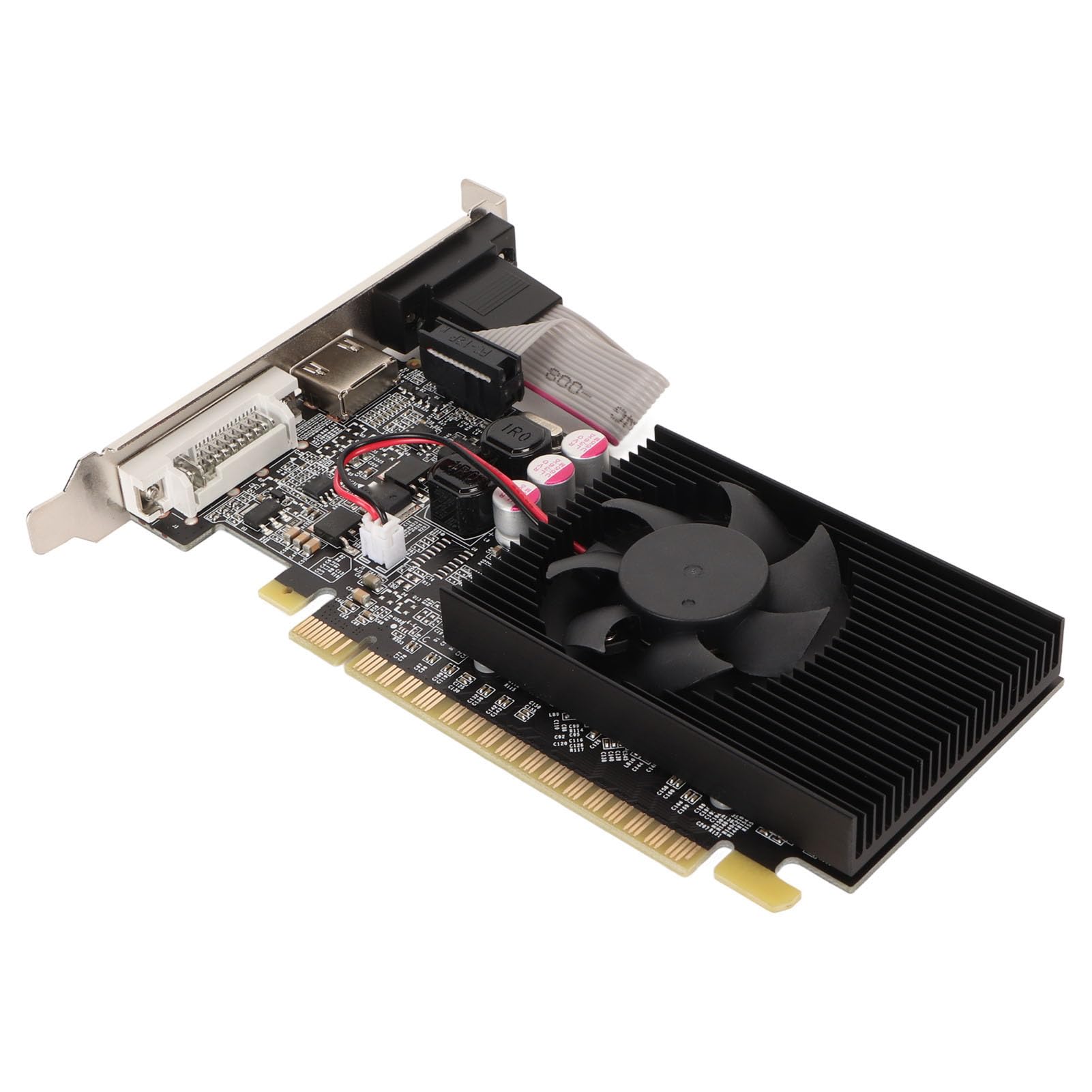 Tarjeta gráfica GT210 1G DDR3 de 64 bits, tarjeta gráfica PCI Express 2.0 para juegos, interfaz multimedia HD con ventilador de refrigeración para juegos DirectX10.1 y computadoras de PC