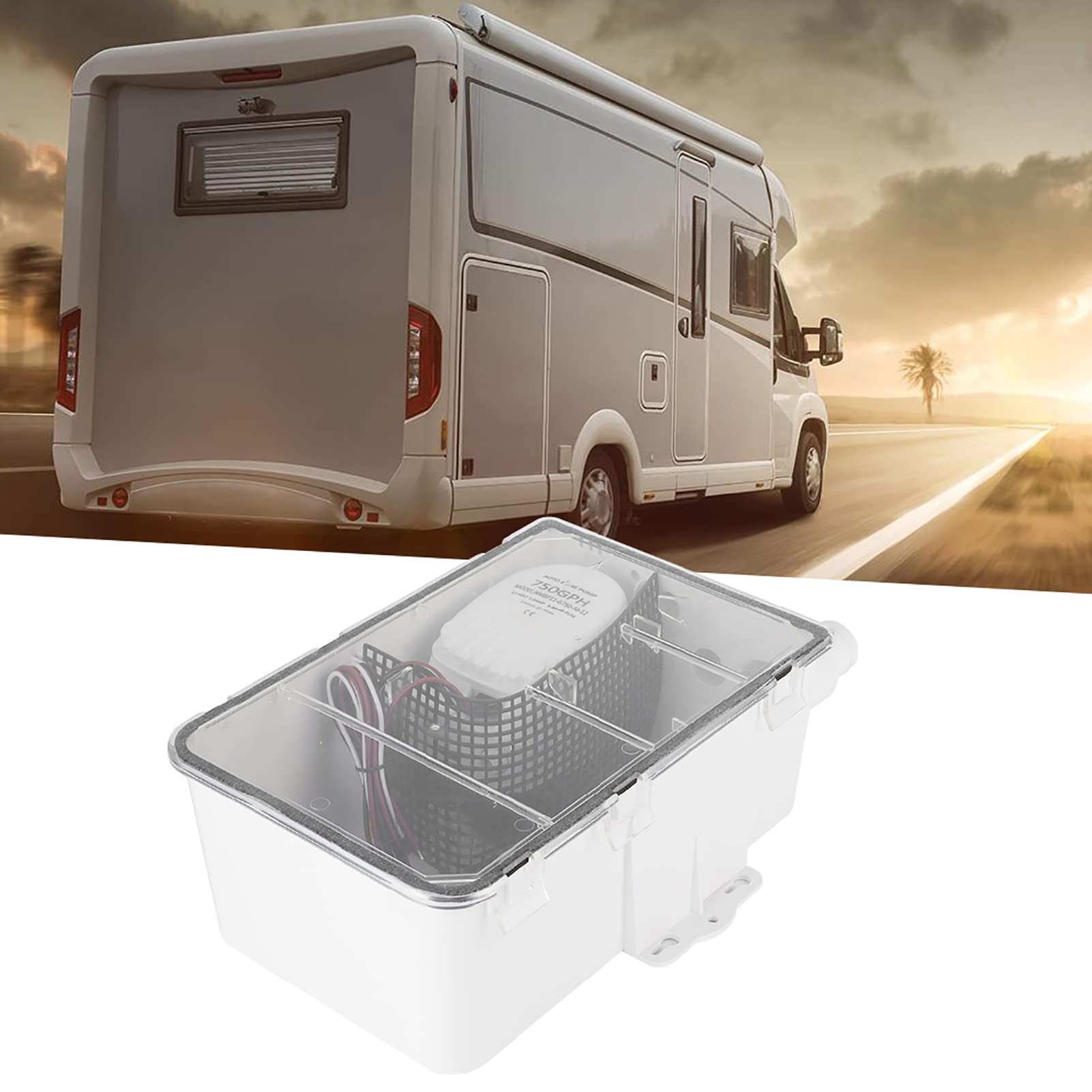 DC 12V/24V 750GPH Dusch Sumpf System, Multi Einlaß Automatischer Schalter Bilge Abfluss Box Kit für Marine Boots Yacht Wohnmobil (24 V)