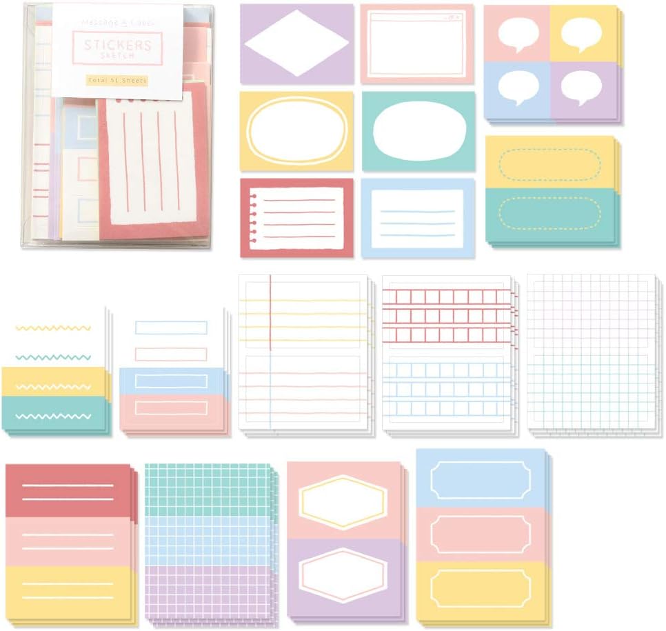 amazon com monolike message label sticker sketch set mini size cute stickers index stickers toys games