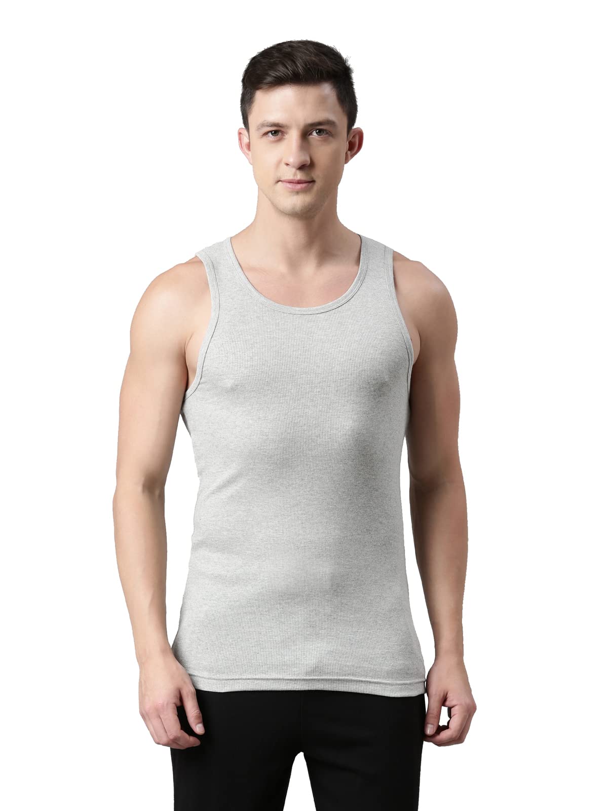 F A S OMen's Cotton Gym Vest | Multicolor Sleeveless Vest with Round Neck & Extended Length | Comfortable Tuck-in Undershirt for Men