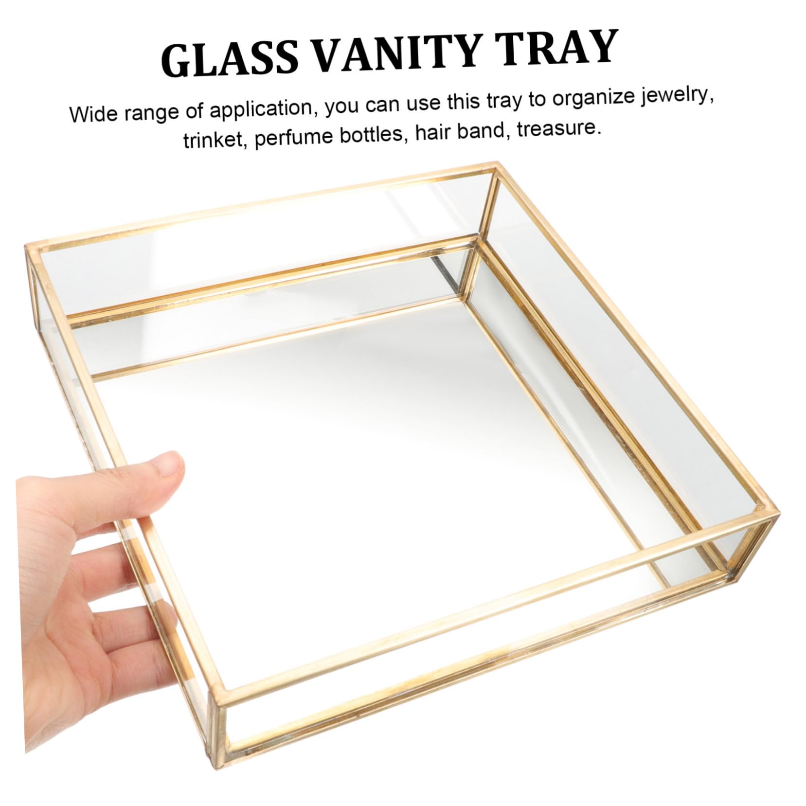 CLISPEED Organizer Quadrato Per Profumi e Gioielli in Vetro in Ottone Vassoio Decorativo Per Bagno Ingresso e Tavolo Dimensioni