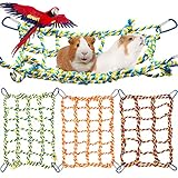 Junkin 3 Pcs Bird Rope Net Rat Climbing Rope Net Pet Hamster Climbing Toy Bird Ladder Colorful Small Animal Rope Net Bird Ladder Rope Bridge Ferret Activity Toy for Small Animal Habitat Decor and Play