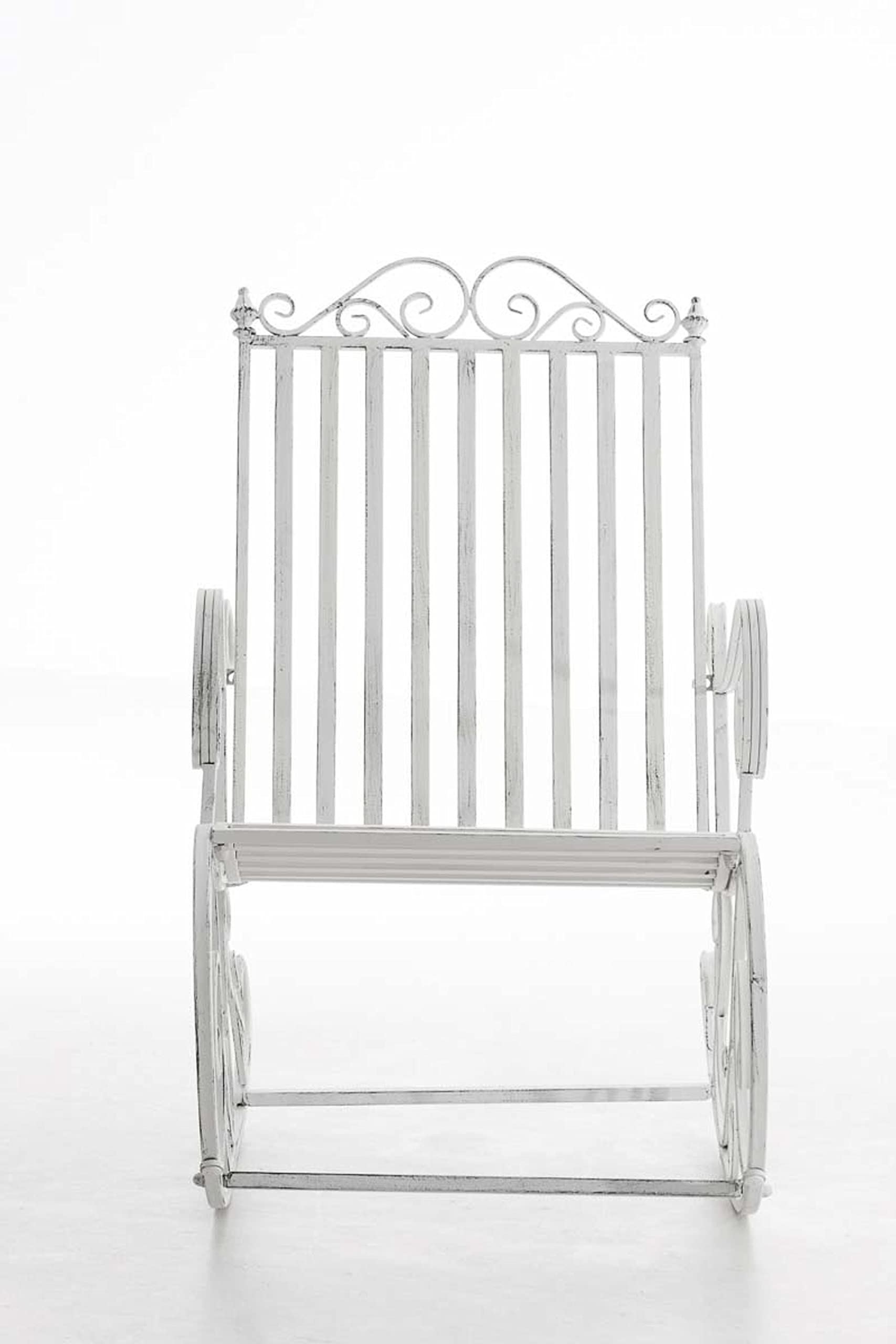 CLP Mecedora Relax Silla Smilla, Resistente al Clima para jardín, Estructura de Metal, Estilo rústico, sillón de Exterior, Color:Blanco Envejecido