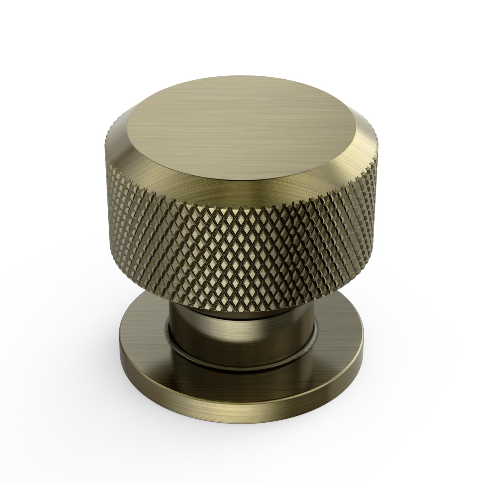 Amerdeco 10 Pack Brushed Antique Brass Knurled Cabinet Knobs Kitchen Cabinet Handles for Drawer Dresser, Cupboard and Wardrobe AM030