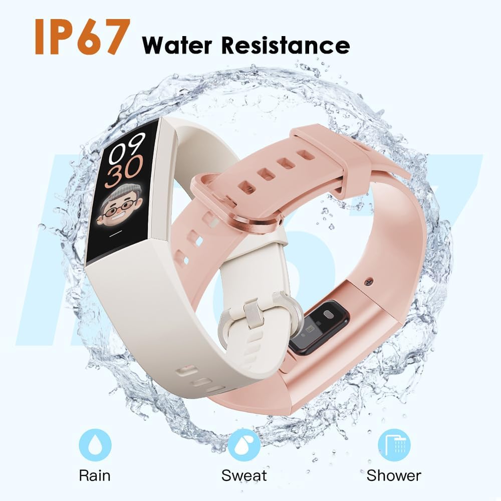findtime Fitnessuhr Damen Herren AMOLED-Display Fitness Tracker mit Benachrichtigung Schrittzähler Uhr Smartwatch Damen mit Herzfrequenz-/Blutdruckmessung Schlafmonitor Sportmonitor für Android iOS