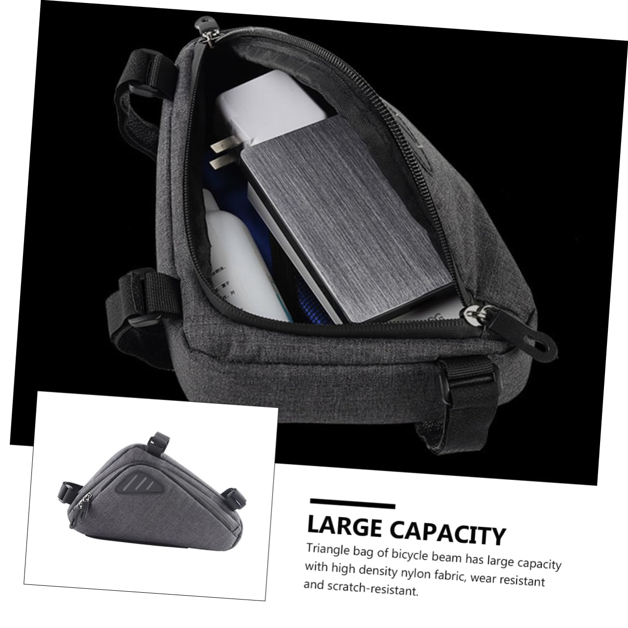 INOOMP 3 PCS Bike Bag Telaio Nero Biciclette Accessori per Il Ciclismo Sacchetto della Sella della Bici Panno di Nylon Sacchetto della Bici Nero Borse Sella Cellulare Sacchetto di
