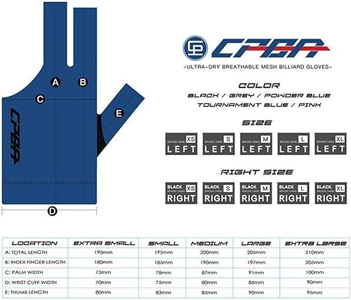 Miniatura 3 de CPBA Guante de Billar de 3 Dedos para Mano Izquierda, Duradero con Doble Costura, Guante Deportivo de Snooker y Taco de Billar, Tamaños Populares