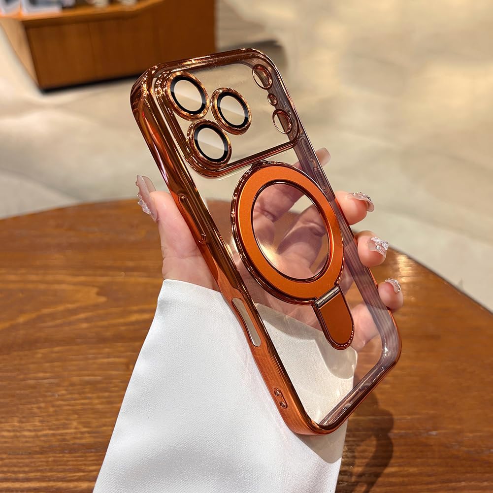 LXK Magnetic for iPhone 17 Pro Max Case with Stand, Compatible with MagSafe, with Camera Protector, Military-Grade Drop Protection Phone Case for iPhone 17 Pro Max, Cosmic Orange - Image 4