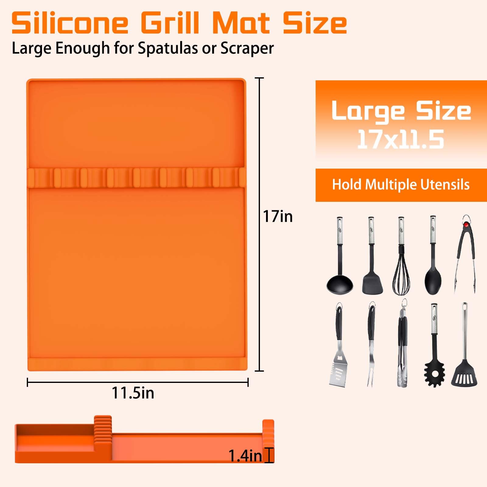 Silicone Grill Mat for Blackstone | Father's Day Grilling Gifts | Anniversary Birthday Smoker Griddle Accessories Gifts for Men | Spatula Mat for Outdoor Grill Counter(17