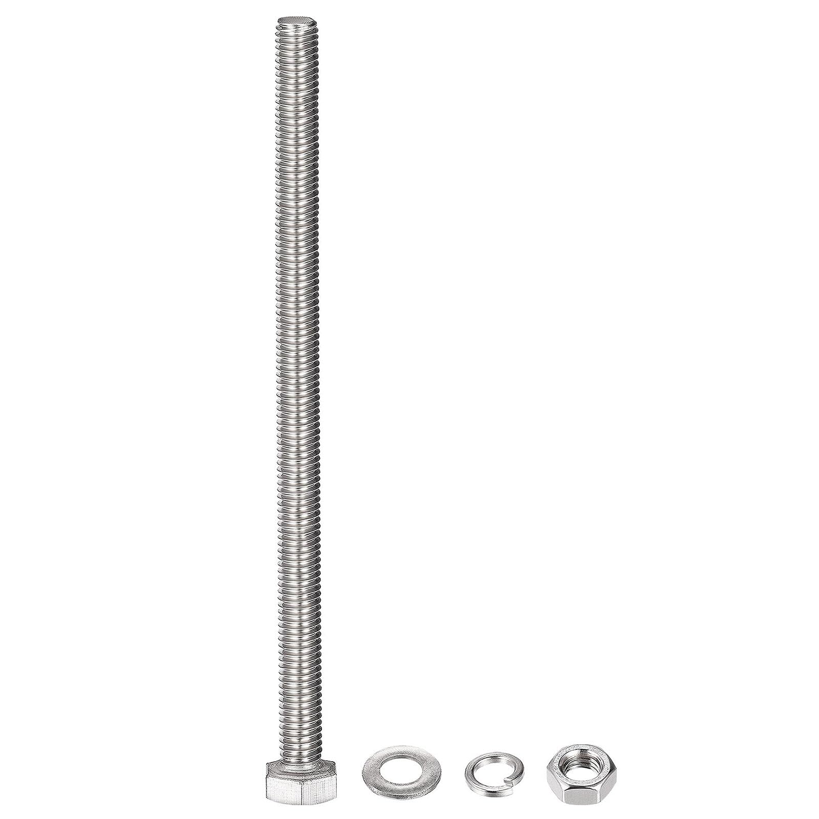 TOP-VIGOR 5Pcs M8 x 130mm Hex Head Screws Bolts, Nuts, Flat & Lock Washers Kits - Image 3
