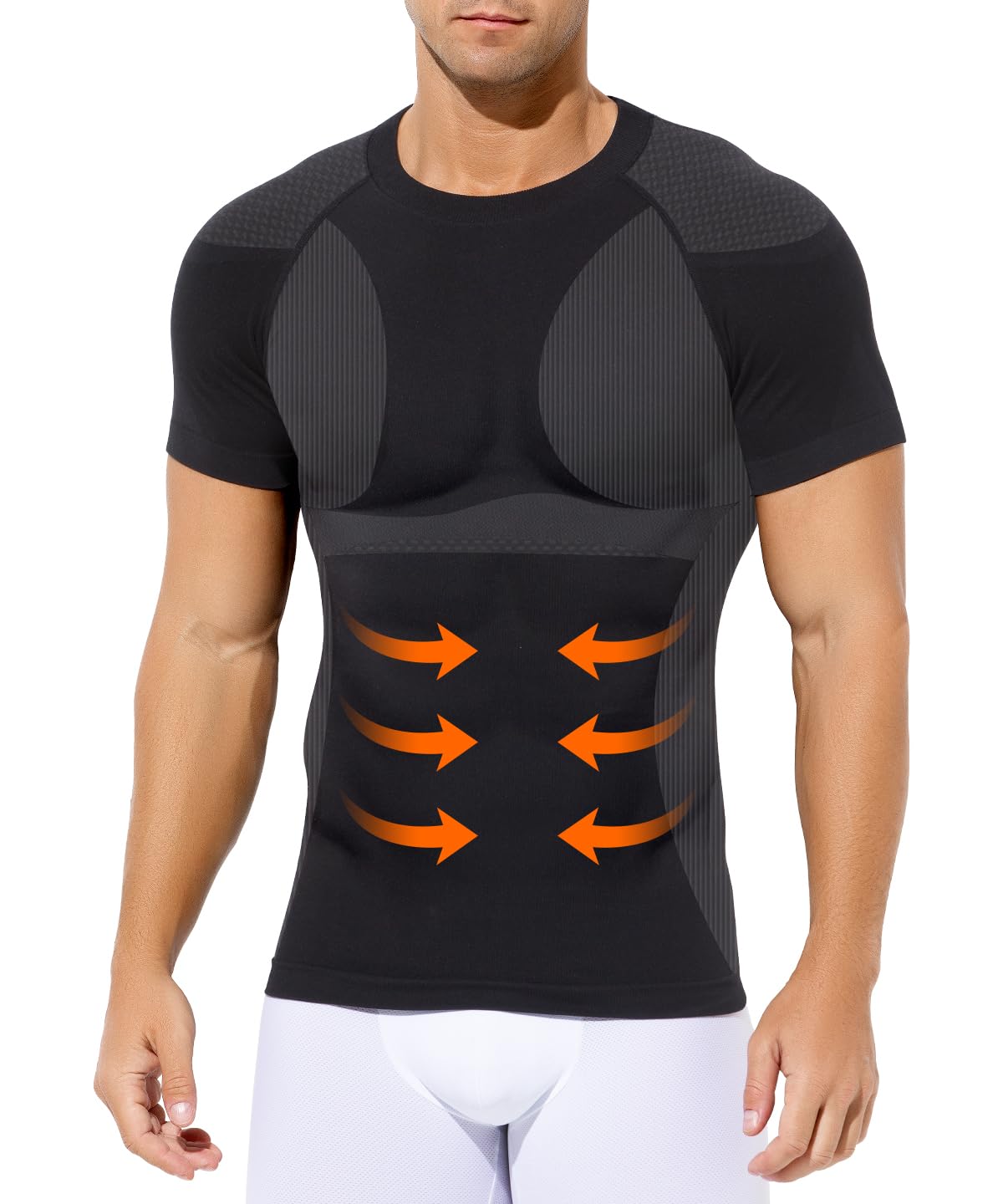 Casey Kevin Homme Compression T-Shirt, Shapewear Contrôle du Ventre Sport Top, Maillot de Corps Compression pour Perdre du Poids Ventre Plat Homme