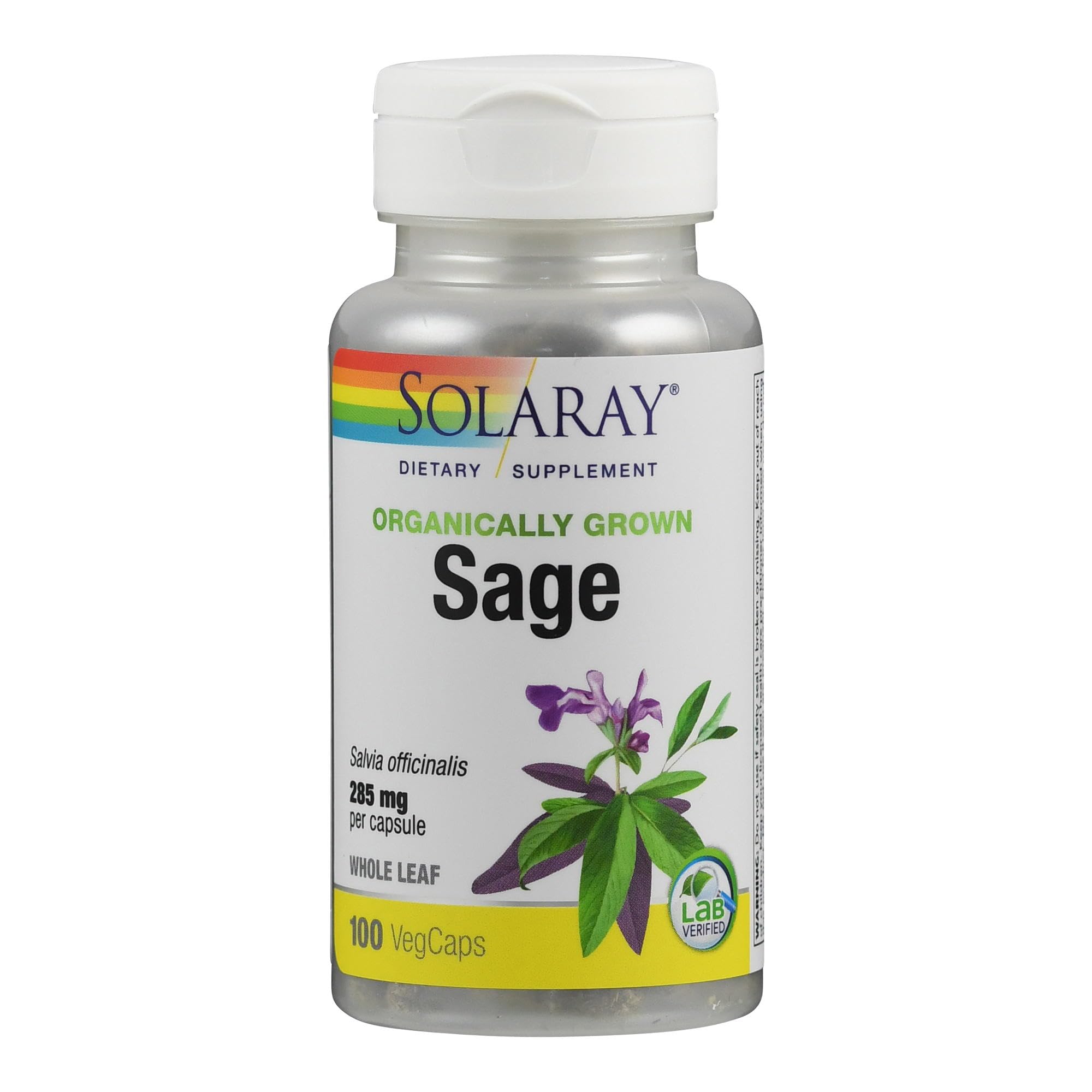 SOLARAY Sage Leaves Supplement for Women & Men, 100 Veg Caps